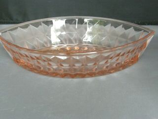 Boat Shaped Serving Bowl - Pink Windsor Pattern Depression Glass By Jeannette - 1936