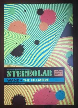 Stereolab W/ Wand 2019 Concert Poster From The Fillmore San Francisco Very Good