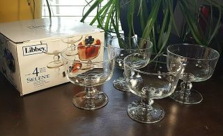 Libbey Selene Footed Glass Dessert Mini Trifle Bowls (4) 12.  25 Oz Box