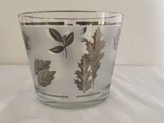 Vintage Libbey Glass Ice Bucket W Silver Leaf Leaves