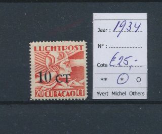 Lm65171 Curacao 1934 Overprint Airmail Stamps Fine Lot Mh Cv 25 Eur