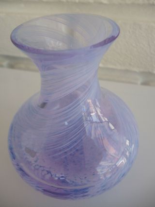 Caithness Glass Vase Blue - Lilac Swirl Snow Storm Pattern