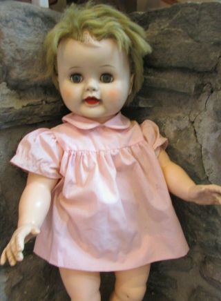 Vintage 28 " X Large Plastic Drink/wet Baby Doll Open Close Eyes