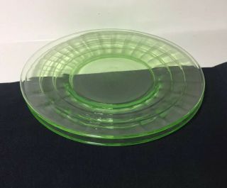 Anchor Hocking Block Optic Green Depression Glass Salad Plates Set Of 2
