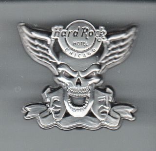 Hard Rock Cafe Pin: Chicago Hotel 3d Silver Prototype Skull