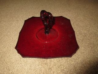 Vintage Depression Glass Royal Ruby Red Candy Dish/serving Plate W Handle.
