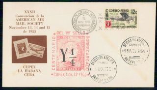 Mayfairstamps Habana 1955 American Airmail Society Cupex Cover 48727