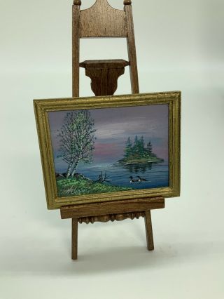 Dollhouse Miniature Artisan Signed Oil Painting (r)