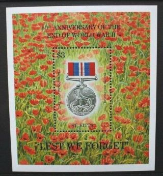 St Kitts 1995 End Of Second World War Ww2.  Souvenir Sheet.  Mnh.  Sgms491.