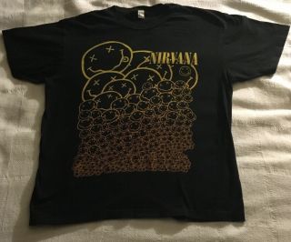 Nirvana Smiley Face Black T - Shirt Woman 