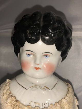 Pet Name Ethel Antique Hertwig Low Brow China Doll 16 1/2” Gold Trim