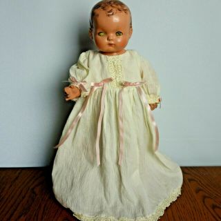 Vintage Effanbee Baby Doll Composition Shoulder Plate Molded Hair Sleep Eyes
