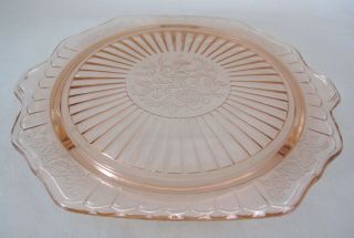Pink Depression Glass Mayfair Open Rose 10 " Footed Cake Plate