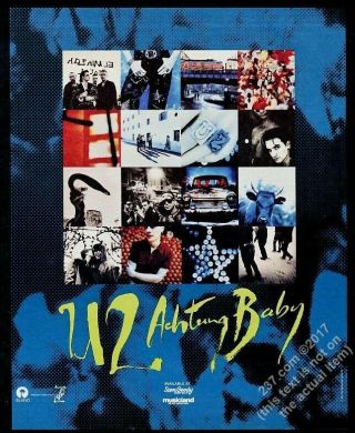 1991 U2 Achtung Baby Album Release Multi Photo Vintage Print Ad