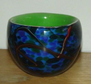 Heavy Multicolor Green Blue Glass Bowl Gorgeous Designs China