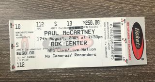 1 Paul Mccartney Concert Ticket.  Bok Center Tulsa,  Ok 08 - 17 - 2009