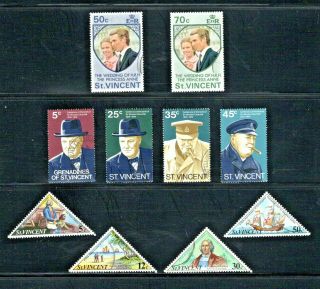 St Vincent - - 3 Complete Sets Of Commemoratives From 1973 - 74