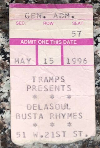 De La Soul Concert Ticket Stub From Live Tramps Nyc 1996 Common Mos Def Hip Hop