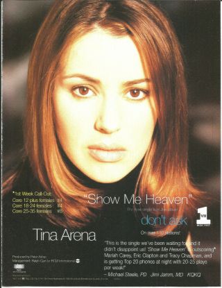 Tina Arena Ultra Rare 1996 Show Promo Trade Ad Poster For Don’t Ask Cd Usa