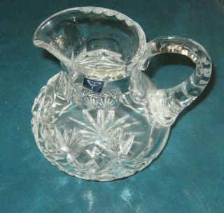 Crystal Glass Pitcher Vase With Handle Hand - Cut 24 Lead Crystal Made In Poland