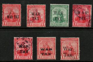 Trinidad & Tobago,  " War Tax " Selection Of 7 Different O - Prints Sg176/188.