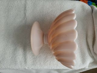 Vintage Light Pink Milk Glass Shell Shape Dish On Pedestal