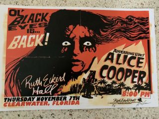 Alice Cooper Concert Poster Signed D Proof Flyer 2019 Horror Movie Black Sunday