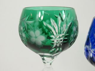 017 - Bohemian Czech Cut To Clear Vintage Wine Goblets Stem Glass Crystal 2