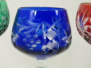 017 - Bohemian Czech Cut To Clear Vintage Wine Goblets Stem Glass Crystal 3