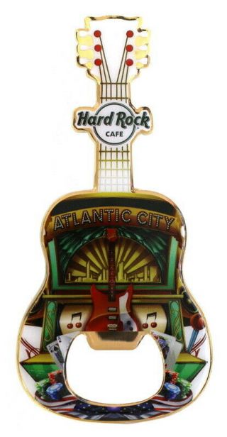 Hard Rock Cafe Atlantic City Guitar City Tee Magnet Bottle Opener