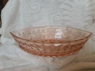 Pink Depression Glass Windsor Pattern Diamond Boat Shaped Bowl 12 " Jeannette