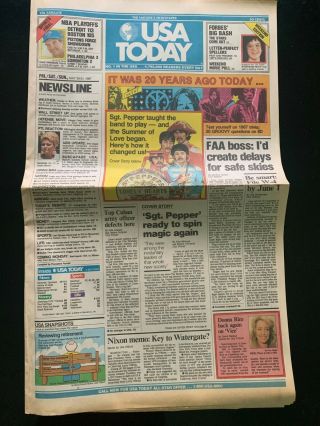 The Beatles 20th Anniversary Of Sgt.  Pepper Usa Today Newspaper 1987