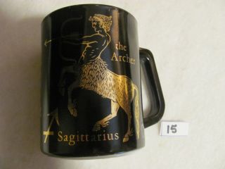 Vintage Federal Zodiac Milk Glass Coffee Mug Black & Gold Sagittarius 15