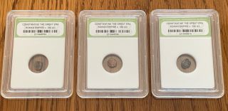 (3) Constantine The Great Era Roman Empire Coins C.  330 Ad Slabbed Ancient