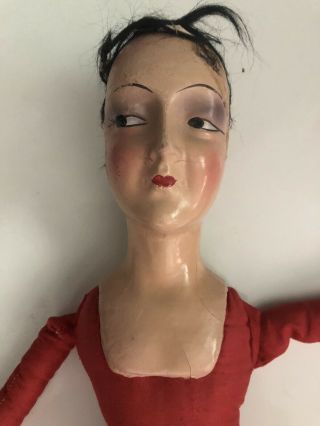 Antique 1920s 29” Flapper Boudoir Doll Composition Head Cloth Body