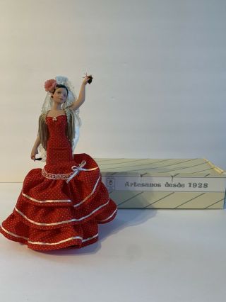 Vintage Marin Chiclana Spanish Porcelain Flamenco Dancer Doll with Castanets 3