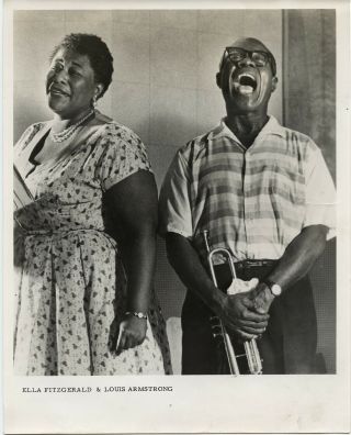 Jazz Legends Ella Fitzgerald Louis Armstrong 1950s Vintage 8x10 Photo