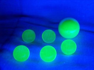 6 Ultraviolet Uv Vaseline Uranium Glass 5 - 9/16 & 1 Shooter Marbles ( (id175343