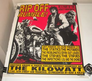 Rolled Rip Off Rumble Local Bands Concert Poster San Francisco Ca The Statics