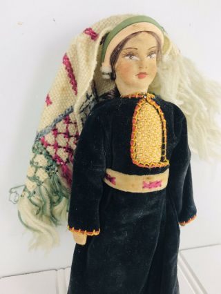 Antique Vintage Russian? Cloth Stockinette Doll Handmade 8” Jerusalem Woman 2
