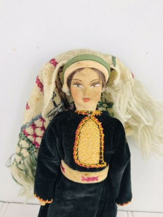 Antique Vintage Russian? Cloth Stockinette Doll Handmade 8” Jerusalem Woman 3