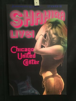 Shakira Chicago 2003 Signed Numbered Concert Poster,  Sexy,  Hot,  Herrera