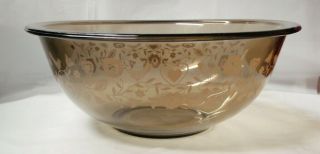 Set of 2 - Pyrex Friendship Brown Bowls 323 and 325 Birds Flowers Hearts Vines 2