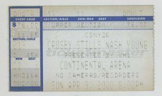Crosby Stills Nash And Young 4/9/00 E Rutherford Nj Ticket Stub & Csny