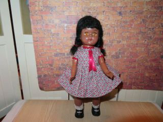 Vintage Virga Doll African American Topsy - 8 " Hard Plastic Walker - Ginny Friend
