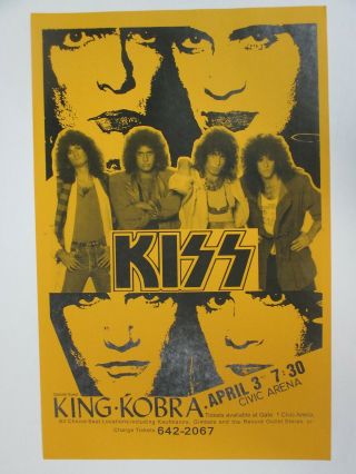 Kiss Poster With King Kobra Civic Arena,  Pittsburgh Eric Carr (no Makeup)