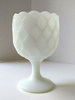 Vintage E.  O.  Brody Co Cleveland Honeycomb Milk Glass Footed Vase Planter Compote