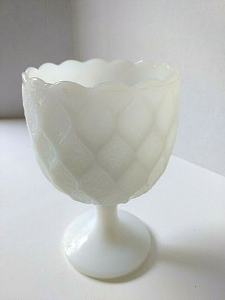 Vintage E.  O.  Brody Co Cleveland Honeycomb Milk Glass Footed Vase Planter Compote 3