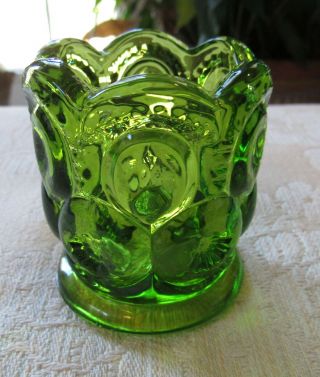 Vintage Le Smith Forest Green Moon & Stars Glass Toothpick Holder