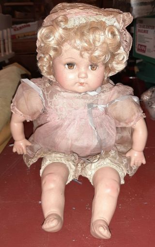 Antique Little Girl 18 " Doll Composition & Cloth
